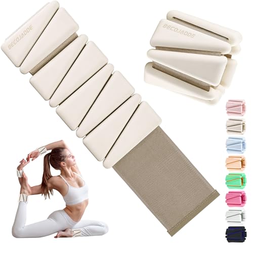 BECOJADDE Ankle Weights for Women Wrist Weights Set of 2 (1 lb/2 lb Each) Adjustable Arm Leg Weight for Womens Men Suitable for Walking Swimming Running Pilates Yoga Gym - color: Milky Apricot, size: 4lb Pair (2lb Each)