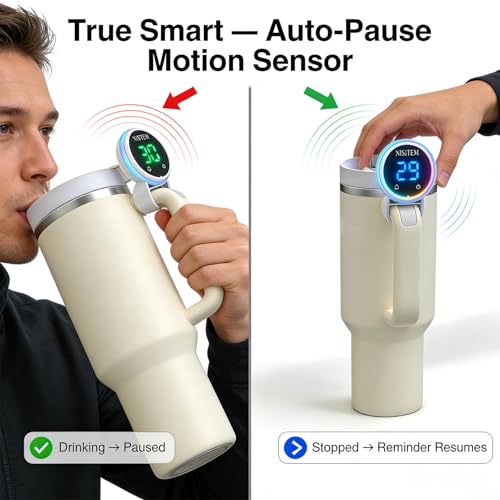 Drink Water Reminder for Stanley Cup 2.0 30oz 40oz – Water Bottle Reminder to Drink, Hydration Tracker Timer Clip, Smart Water Reminder Device, LED Beep Alert, USB-C Stanley Accessory