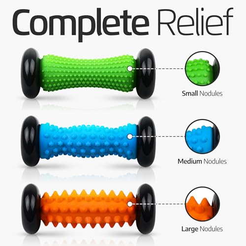 Logest Foot Massage Roller - for Trigger Point Therapy, Injury Rehabilitation & Deep Tissue Massage - Prevent Stiffness & Improve Strength - Silicon with Nodules (Blue - Green 2 Pack) - color: Blue - Green 2 Pack