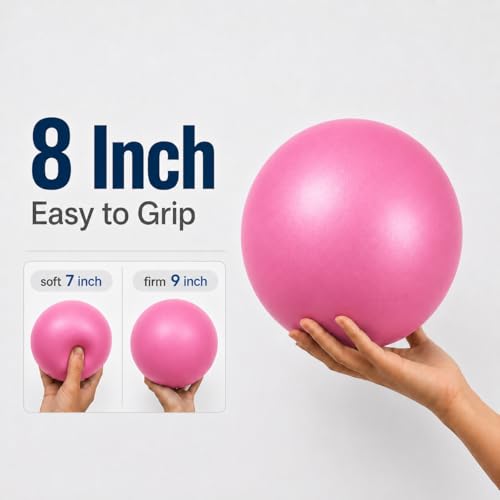 CIZEBO 6" Pilates Ball, Small Exercise Ball & Air Pump Yoga Core (8" Opt) - color: Pink, size: 8 inch