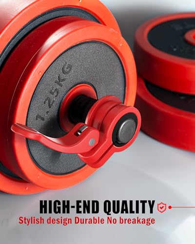 Narrow Barbell Clips 2.5cm Width for Olympic Bars, 0.9-1.18inch Adjustable Weight Clamps, Quick Release Locking Collars for Weightlifting - color: Red