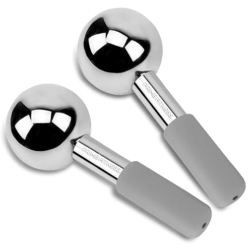 Ice Globes for Facials | Unbreakable Steel Cooling Roller | Cryo Sticks for Face | Massager for Face Neck & Eyes | Skin Care for Dark Circles, Puffiness, Wrinkles, Collagen Production (Gray) - color: Gray