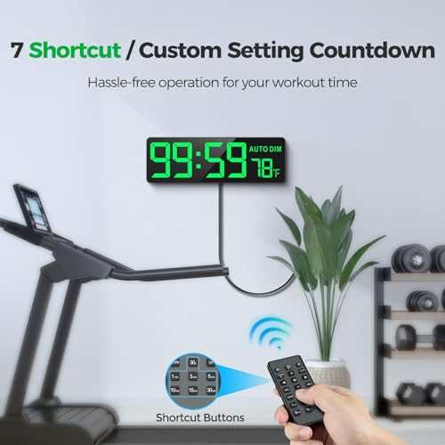REACHER 16.5" Large Digital Wall Timer Clock with Countdown for Classroom | Auto dimmer, temperature, Remote Control, Colorful LED wall clock for teacher, school, home decor, kitchen, gym, living room - color: Black