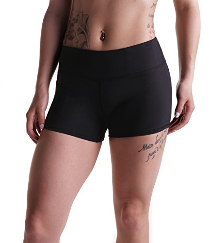 Tough Mode Women's 3" Athletic Workout Volleyball Running WOD Compression Shorts - color: Black, size: X-Small