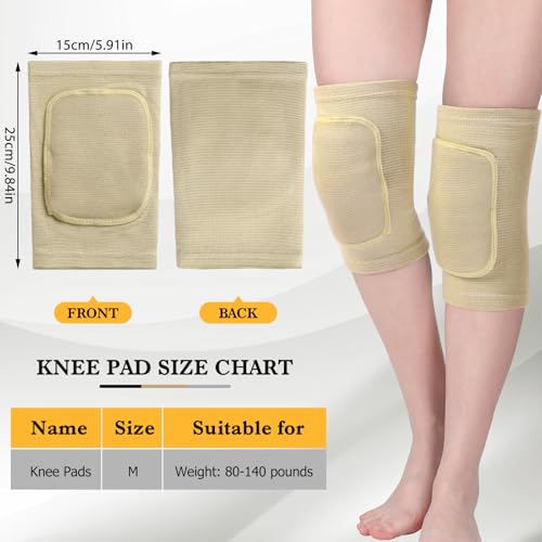 Eurzom 3 Pairs Dance Knee Pads Women Protective Non-Slip Knee Pads for Yoga Cheerleading Pole Floor Dance Volleyball - color: black, gray, skin color