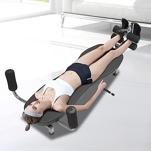 Back Stretch Machine, Back Ligament Stretch Decompression Bench Home Fitness Machine Massage, Horizontal Inversion Table for Lower Back Pain Relief, Stretches the Back, Ankle, Knee, and Hip, Black