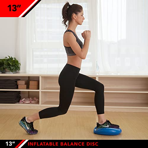 JFIT Inflatable Balance Disc - 13" or 26" Large Wobble Cushion Trainer - Durable Exercise Balance Pad for Coordination, Stability, and Core - Home, Gym, and Pet Training - style: 13-Inch - Blue