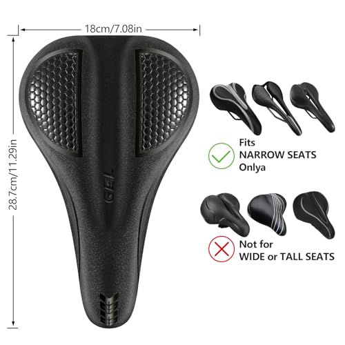 Bike Seat Cushion Gel Padded Bike Seat Cover Extra Soft Comfy for Men Women Comfort,with Peloton Stationary, Exercise, Mountain Bikes, Road & Electric - color: Black