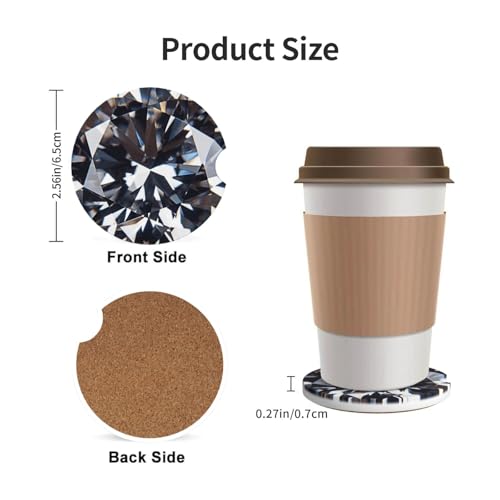 Diamond Car Coasters for Cup Holders, 2 Pack Absorbent Ceramic Drink Cup Coaster for Women Men, Auto Interior Accessories - color: T27