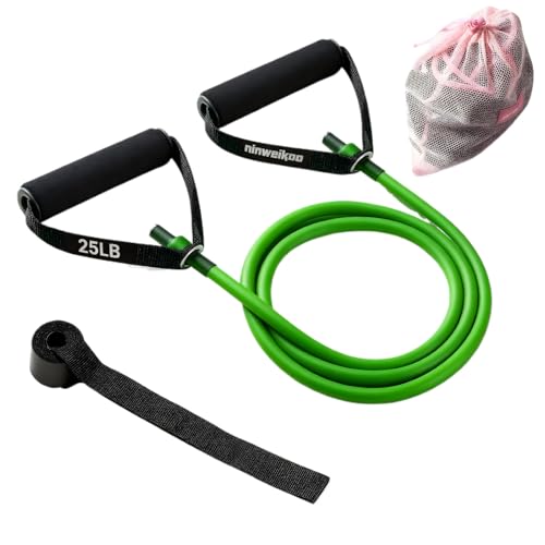 Resistance Exercise Band with Handles, Workout Band Weight Band for Physical Therapy,Strength Training Home Gym Fitness,with Door Anchor & Storage Bag. - color: Green (20lb-25lb)
