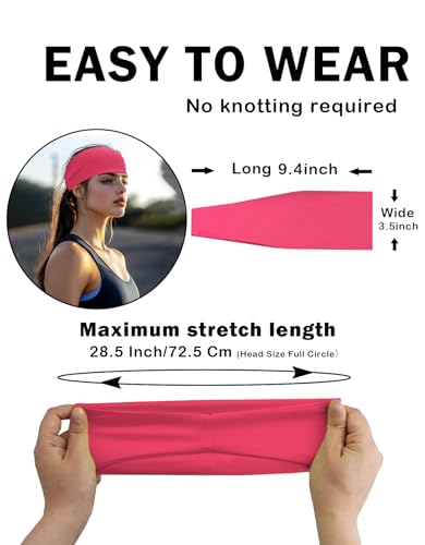 Headbands for Men & Women, Sweat Headband Non-Slip Sweatband Sports Running Cycling Yoga Basketball Workout Football Training - color: Hot Pink