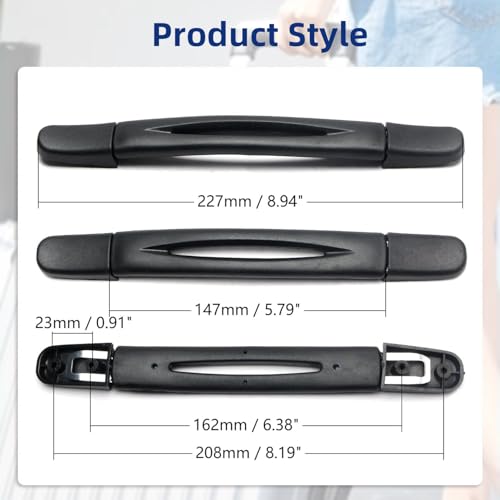 Bztoolbox 2Pcs Luggage Handle 9.06" x 0.98" (L x W) Plastic Pull Handle Grip Replacement 230mm x 25mm for Luggage Suitcase Box Black Tone