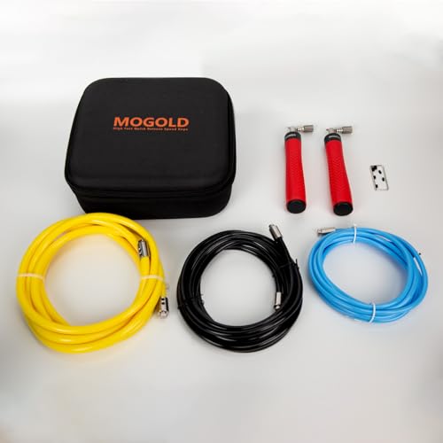 Weighted Jump Rope Set - 1/4LB & 1/2LB Heavy Speed Rope with Quick-Release Handles, 3 PVC Cables (9.8FT), Anti-Slip Grip for Boxing, Cross Training & Home Workout, Includes Carry Case - color: Red