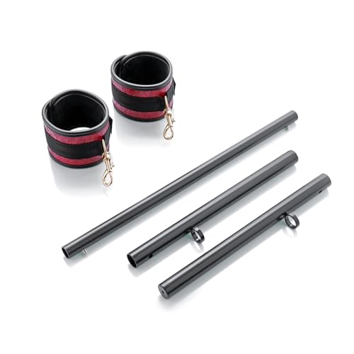 Spreader Bar Heavy Duty Expandable Exercise with 2 pcs Adjustable Strap, Yoga Training Fitness Gear, Workout Bar,Sports Gym Kit - style: Black+Red Embossed Kit