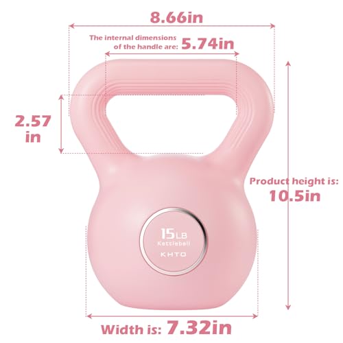 KHTO Kettlebells Fitness Exercise-Pink Strength Training Kettlebell Sets,Dumbbell Weights for Home Gym Equipment - style: 15LB