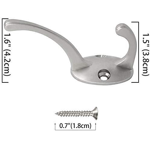 IBosins 12 Pack Silver Coat Hooks Wall Mounted with 24 Screws Retro Double Hooks Utility Silver Hooks for Coat, Scarf, Bag, Towel, Key, Cap, Cup, Hat - color: Silver
