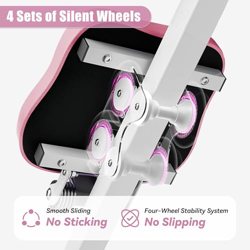 EPHESPORT Multifunctional Ab Machine, Crunch & Sit-Up Core Trainer, Adjustable Ab Trainer with Knee & Back Support, Foldable, Full Body Workout Equipment for Home Gym - color: Pink