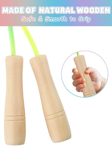 Jump Rope for Kids, Lorvain Adjustable Skipping Rope, Kids Jump Ropes with Wooden Handle for Girls Boys, Weighted Jumping Ropes for Fitness Workout Exercise Outdoor Fun Activity - color: Rainbow-1 Pc