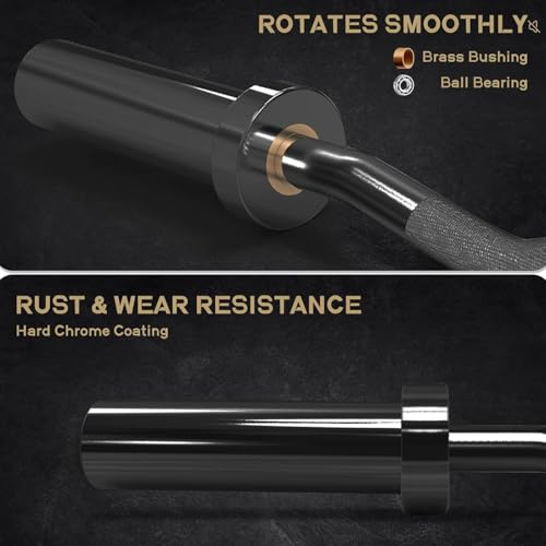 RitFit 2 Inch EZ Curl Bar with Weights, 350LBS Weight Capacity Olympic Curl Barbell for Bicep, Tricep and Weight Lifting Exercises - style: Black with collar