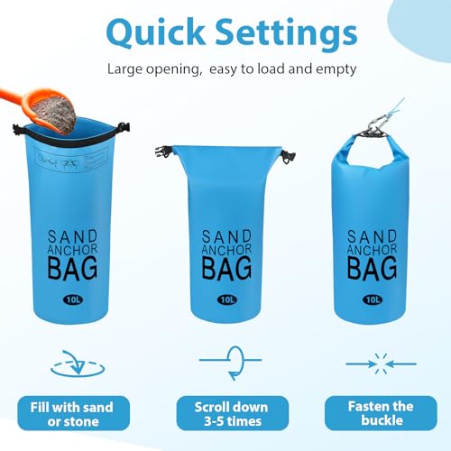 Phoncoo Sand Anchor Bag, 2 in 1 Jet Ski Anchor Kit for Float with Adjustable Buoy, Waterproof Dry Bag for Jetski, Kayak, Boat, Water Sports - color: Blue-2pack-10L