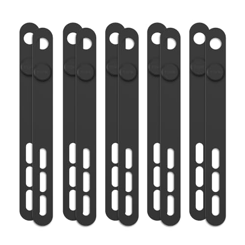 Silicone Cable Organizer, Reusable Cord Organizer Management Ties with Thickened and Widened High Elasticity Eco-Friendly Materials for Multiple Cable Management - color: 10pcs-black
