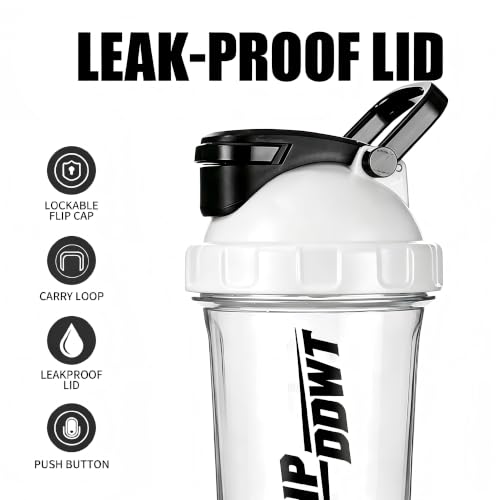 Protein Shaker Bottles with Whisk Ball,white | No odor,BPA-Free,Dishwasher Safe,Protein Bottle,Leakproof Shaker Cups for Protein Shakes, Mixes, Electrolytes, Pre Workout