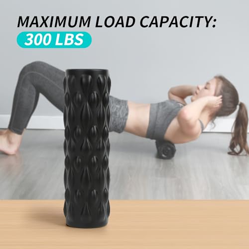 High-Density Vibrating Foam Roller Black with 4 Customizable Speeds for Deep Tissue Massage, Muscle Recovery and Pain Relief -Rechargeable with Portable Bag - color: Black