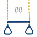 Jungle Gym Kingdom Swing Sets for Backyard, Monkey Bars & Swingset Accessories - Set Includes 18" Trapeze Swing Bar & 48" Heavy Duty Chain with Locking Carabiners - Outdoor Play Equipment (Blue) - color: Blue