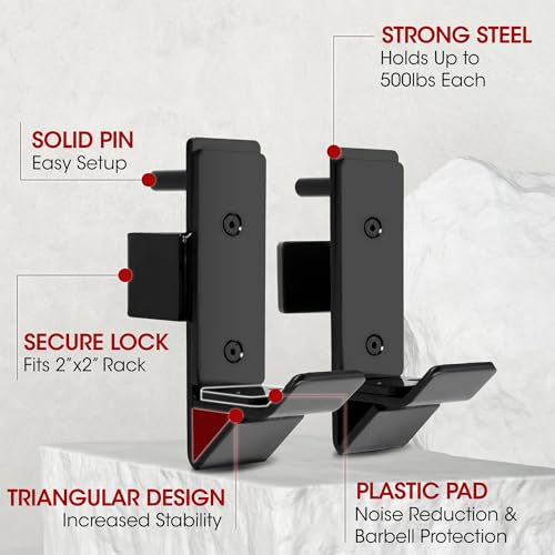 Yes4All Olympic Weight Plate Holder Attachment - color: C. Pair of J Hooks, size: Fit 2x2" Rack with 1" Hole
