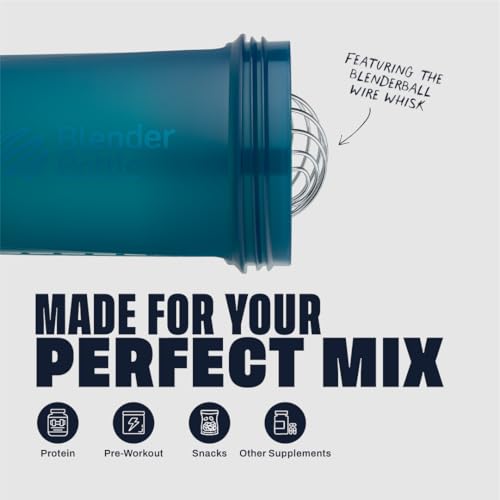 BlenderBottle Shaker Bottle with Pill Organizer and Storage for Protein Powder, Classic V2 ProStak System, 22-Ounce, Ocean Blue - color: Ocean Blue