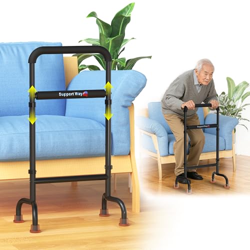 Stand Assist Aid for Elderly, Couch & Chair, Fits Tight Spaces | 17.5" Wide Iron Base Adjustable 29.5"-38.7", 450LB Heavy Duty Safe Stand Assist for Seniors & Recovery - color: Black