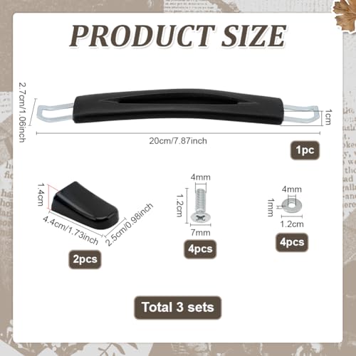 FINGERINSPIRE 3-Pack Luggage Handle Grip Replacement Black Suitcase Handle Replacement Kit PVC Luggages Grip with Alloy Findings Universal Luggage Handles Grips for Suitcase Travel Handle Accessories
