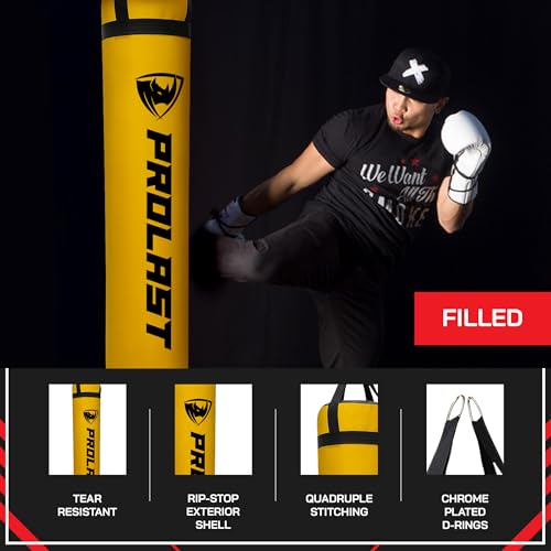 Heavy Punching Kicking Bag for Adults, Boxing, MMA, Martial Arts, Muay Thai, Strength Training Equipment, Filled/Unfilled, 6ft, 150 lbs, Special Edition Logo - color: Yellow / Black, size: Filled