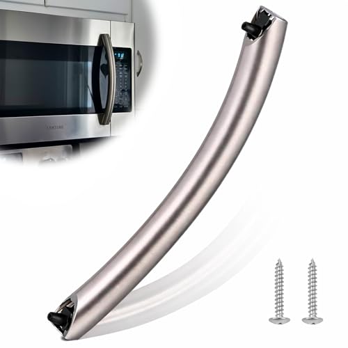 Upgrade ME16A4021AS Microwave Door Handle, DE94-04313F Assembly Handle Compatible with Samsung Microwave Handle ME16A4021AS, Alloy Material, with 2 Screws - style: ME16A4021AS