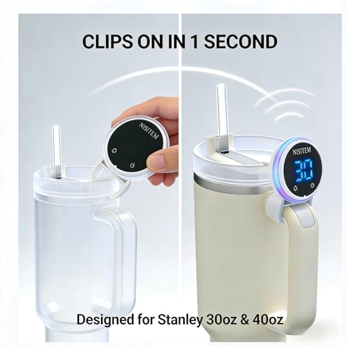 Drink Water Reminder for Stanley Cup 2.0 30oz 40oz – Water Bottle Reminder to Drink, Hydration Tracker Timer Clip, Smart Water Reminder Device, LED Beep Alert, USB-C Stanley Accessory