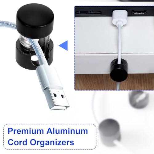 SmallCat 3 Sets Charger Holders for Cords, Matte Black Metal Cord Holder | Adjustable Cable Anchor Clips, Adhesive Cable Management Wire Organizers for Desk, Office, Nightstand - color: Matte Black, size: 3 Sets