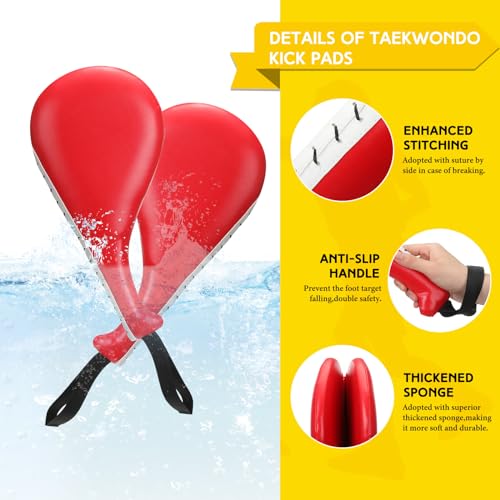 Lenwen 4 Pcs Taekwondo Training Set, 2 Rebreakable Taekwondo Breaking Boards & 2 Kick Pads for Martial Arts Training Karate Equipment Punching Target Youth Beginners - color: Red-Yellow-Blue, size: 0.24'',0.31''