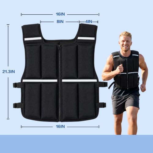 Adjustable 2–35 LBS Weighted Vest with Zipper Equipped with 16 Soft Iron gentle against skin Ideal for Strength Training Running & Gym Workouts
