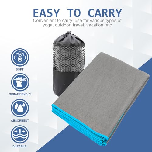 Eunzel 2 Pack Hot Yoga Towel with Grip Dot, Non Slip Yoga Mat Towe Sweat Absorbent Towel for Hot Yoga,Bikram, Pilates and Fitness 72" x 24", Grey - color: Grey