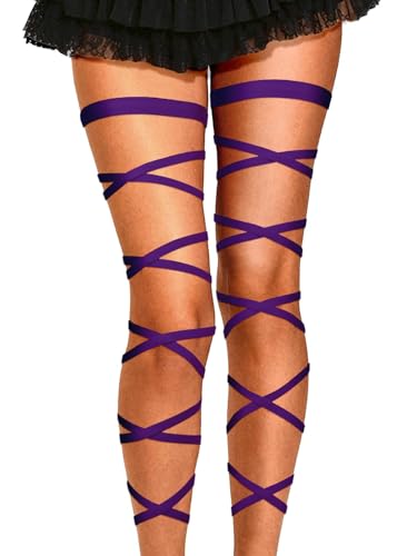 Rave Leg Wraps Elastic Garter Plus Size Leg Straps Music Festivals Outfits for Women - color: Purple