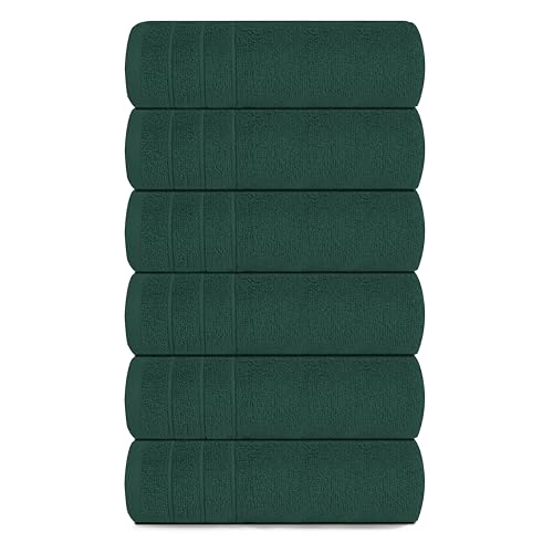 Tens Towels Pack of 6 Hand Towels, 100% Cotton, Lighter Weight, Quick to Dry, 16 x 28 Inches, Super Soft & Absorbent, Perfect for Bathroom & Kitchen (Hunter Green) - color: Hunter Green