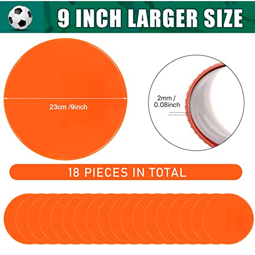 Spot Markers 4inch 9inch Rubber Agility Dots Flat Cones Non Slip Sports Dots Floor Spots Agility Markers for Kids Soccer Football Basketball Speed Agility Training - style: 18pcs Orange 9inch