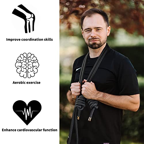 veimia Flow Rope for Fitness High Performance Double Woven Workout Rope Adjustable Flow Jump Rope for Men Women Training Indoor Outdoor Cardio Exercise Rope for beginner - color: Swan black