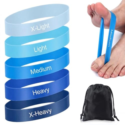 Toe Stretch Bands for Bunions, Women and Men, 5Pcs, Blue | Toe Resistance Bands, Storage Bag Included
