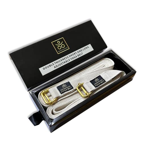Yoga Strap with Durable Sliding Brass Buckle | Strong & Secure Yoga Strap | Double Thickness Adjustable Yoga Belt for Daily Stretching, Yoga, Pilates & Fitness