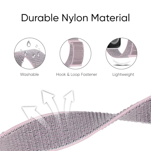 6 Pack Sport Nylon Loop Band Compatible with Apple Watch Band 38mm 40mm 41mm 42mm 44mm 45mm 46mm 49mm for Women Men, Adjustable Breathable Braided Straps for iWatch Series 11/10/9/8/7/6/5/4/3/SE/Ultra - color: Pink Sand/Pink Sand/Pearl Pink/Pearl Pink/Sea