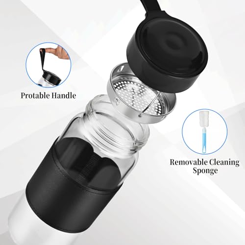 Small Glass Shaker Bottle,16oz BPA Free Odorless Shaker Bottle with 304SS Mixing Ball and Removable Cleaning Brush for Fitness & Protein Shakes(Black-1Pack) - style: Black-1Pack