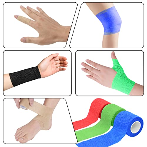 6 Pack 2 Inches Self Adhesive Bandage Wrap | Breathable Cohesive Bandage Elastic Tape for Pets, Athletic, Sports, Wrist, Knee, Ankle(5 Yards Per Roll, Mixed Colors) - color: Mixed Colors, size: 2 Inch