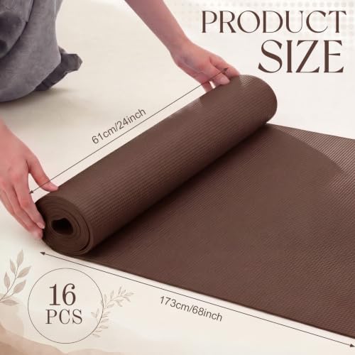 Funtery 3 mm Thin Yoga Mats Bulk, 68 x 24 Inches Lightweight PVC Exercise Mats Non Slip Workout Fitness Pads for Yoga Pilates Stretching Classes Gym Home Studio - color: Chocolate Brown