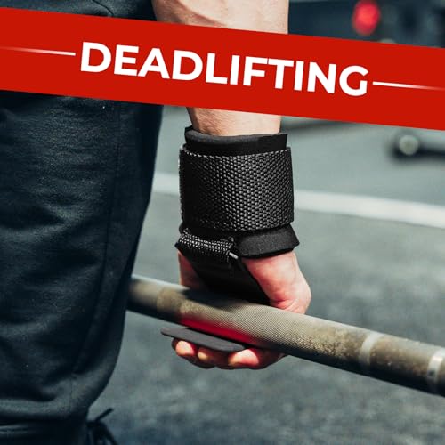 BEAST RAGE Weight Lifting Hooks (Pairs) for Men Anti Slip Durable Coated Grip Wrist Straps for Pull Ups Deadlift Strength Fitness Bodybuilding Women Hook Exercise - color: Black